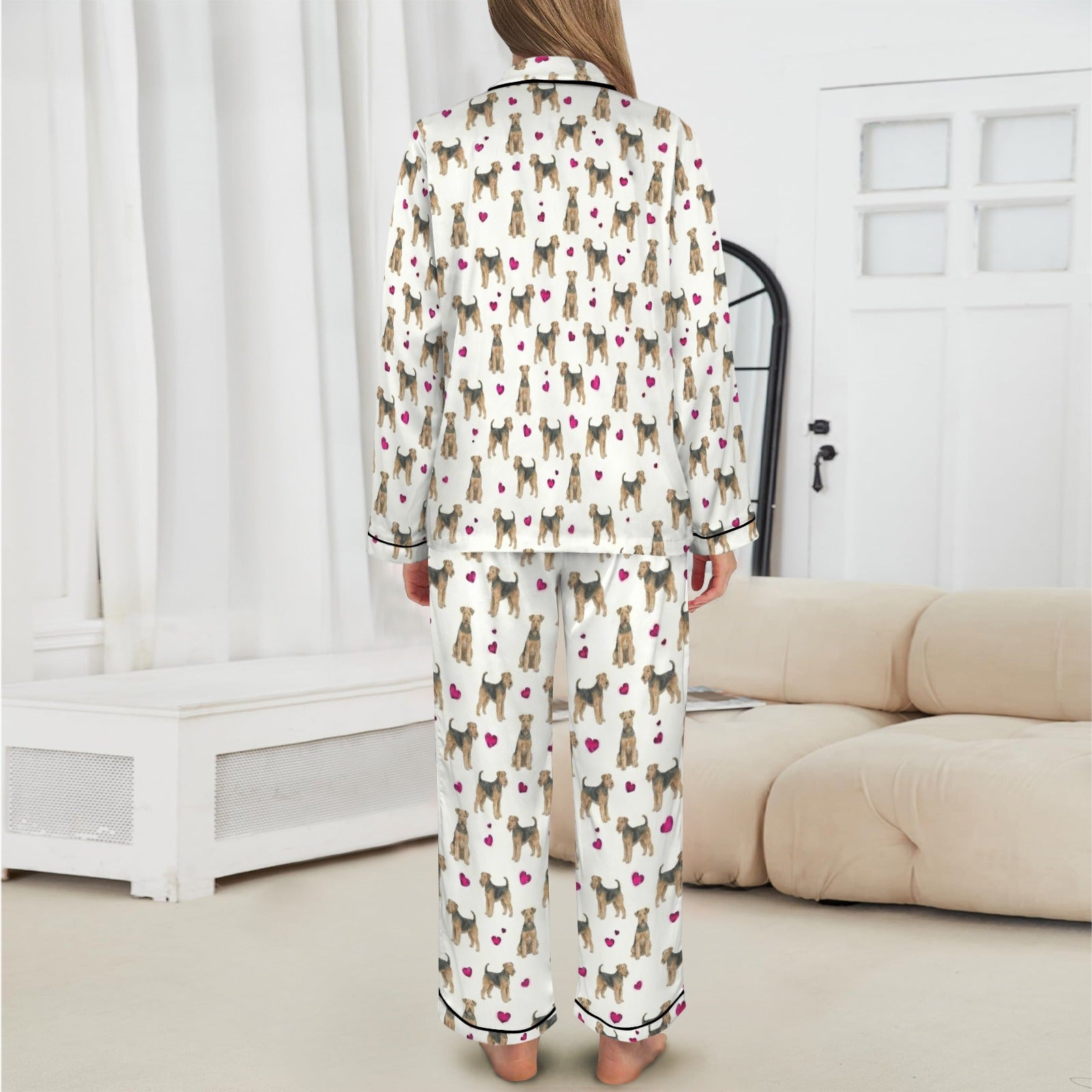 Airedale Terrier Women's Long Sleeve Satin Pajama Set
