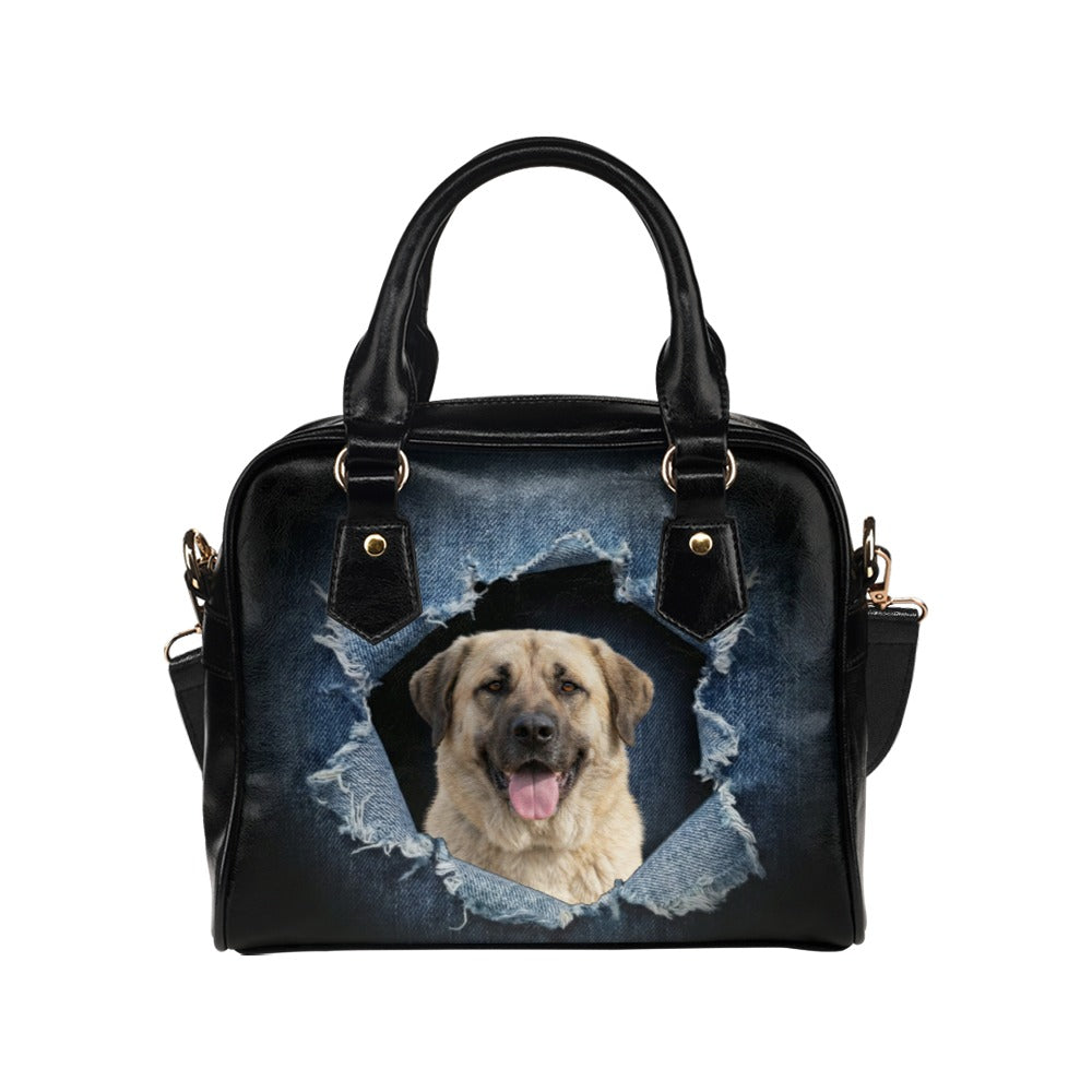 Armenian Gampr Ripped Denim Print Shoulder Handbag