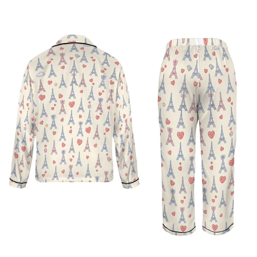 Paris Women's Long Sleeve Satin Pajama Set