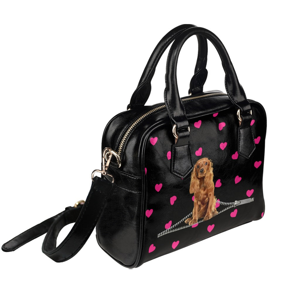 Cocker Spaniel Zip Hearts Shoulder Handbag