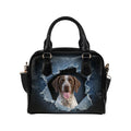 Braque Français (Pyrenees) Ripped Denim Print Shoulder Handbag