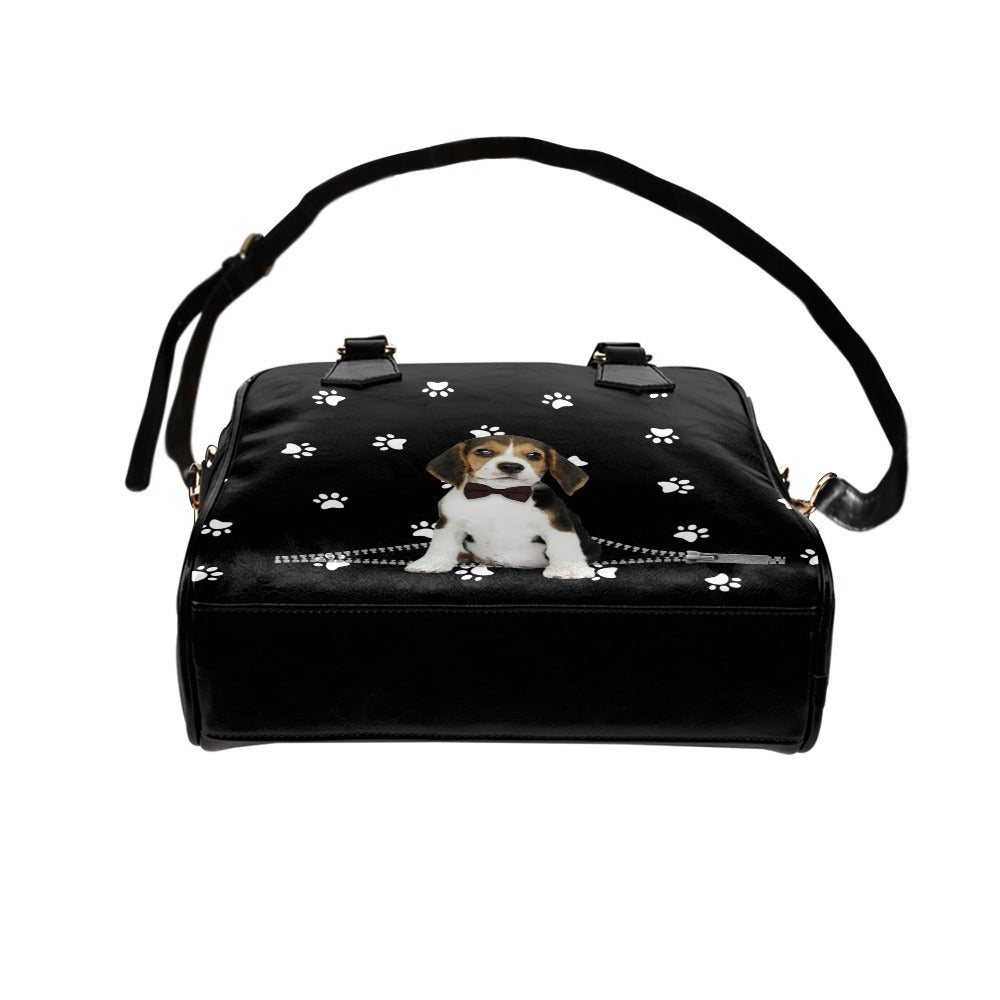 Beagle Zip Paws Shoulder Handbag