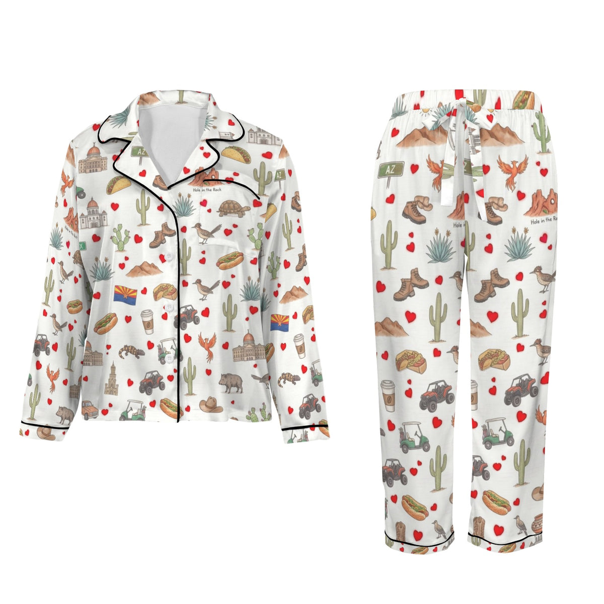 Phoenix Women's Long Sleeve Satin Pajama Set