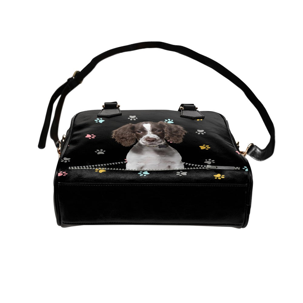 English Springer Spaniel Zip Colorful Paws Shoulder Handbag (Model 1634)