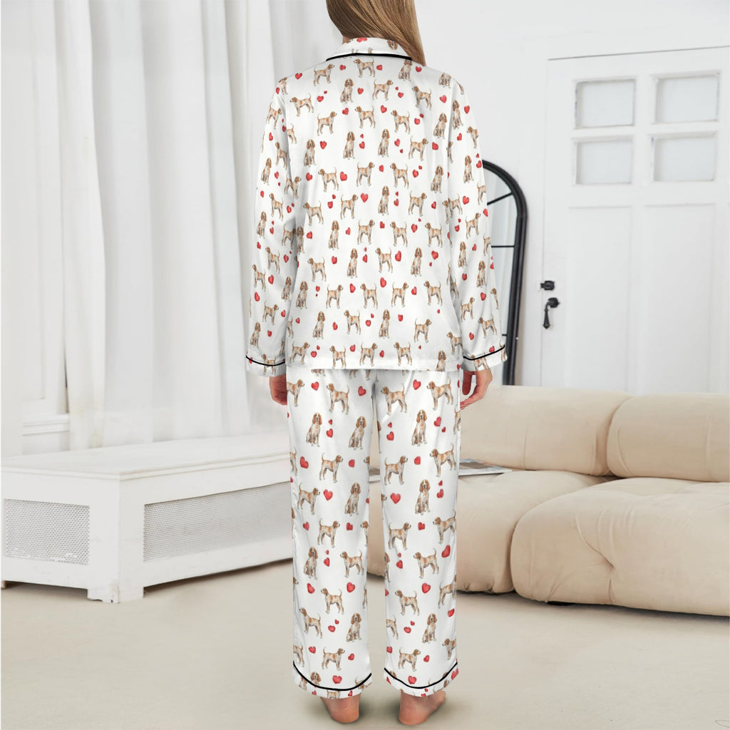 Ariege Pointer Women's Long Sleeve Satin Pajama Set