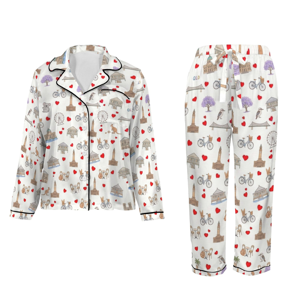 Brisbane (Queensland) Women's Long Sleeve Satin Pajama Set