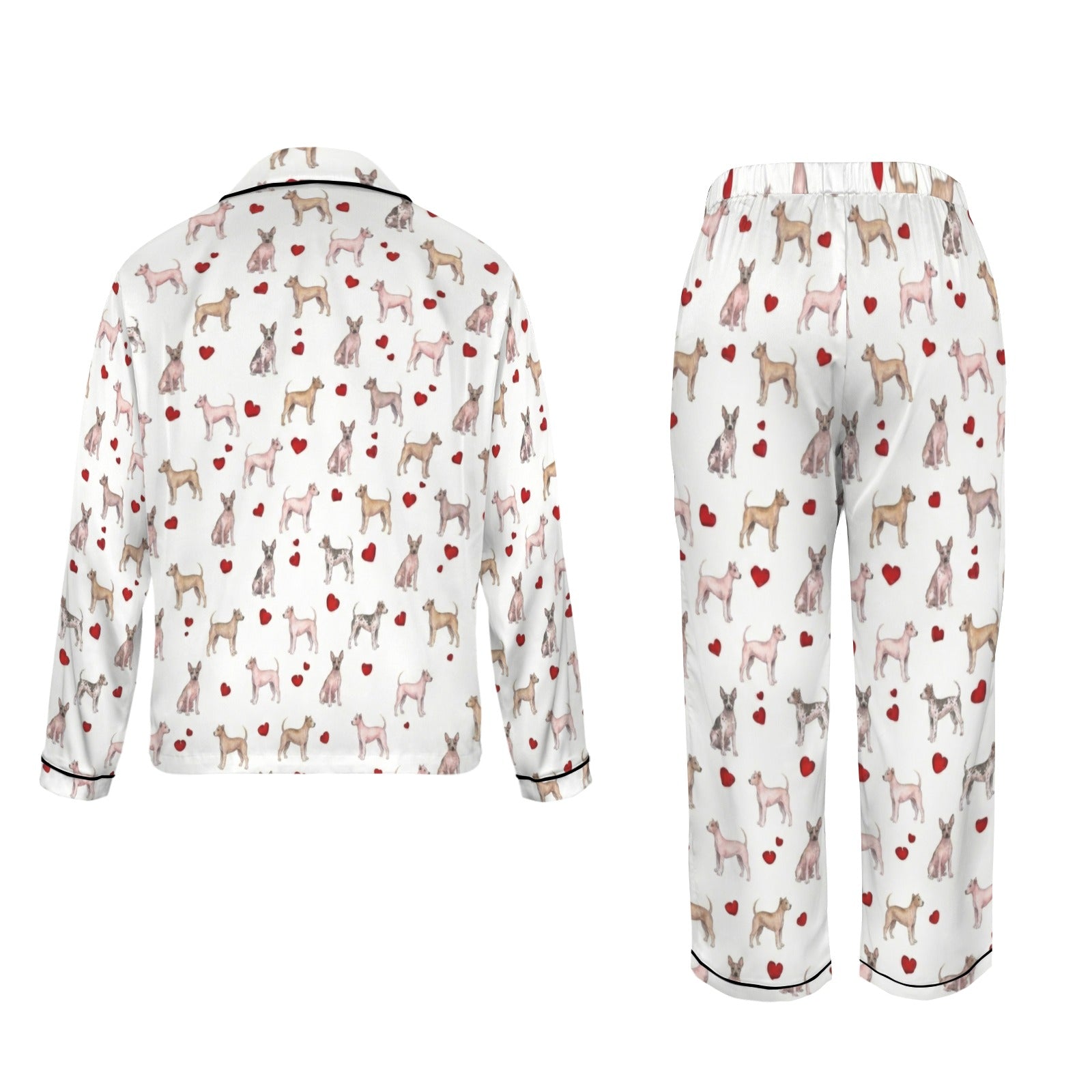 American Hairless Terrier Women's Long Sleeve Satin Pajama Set