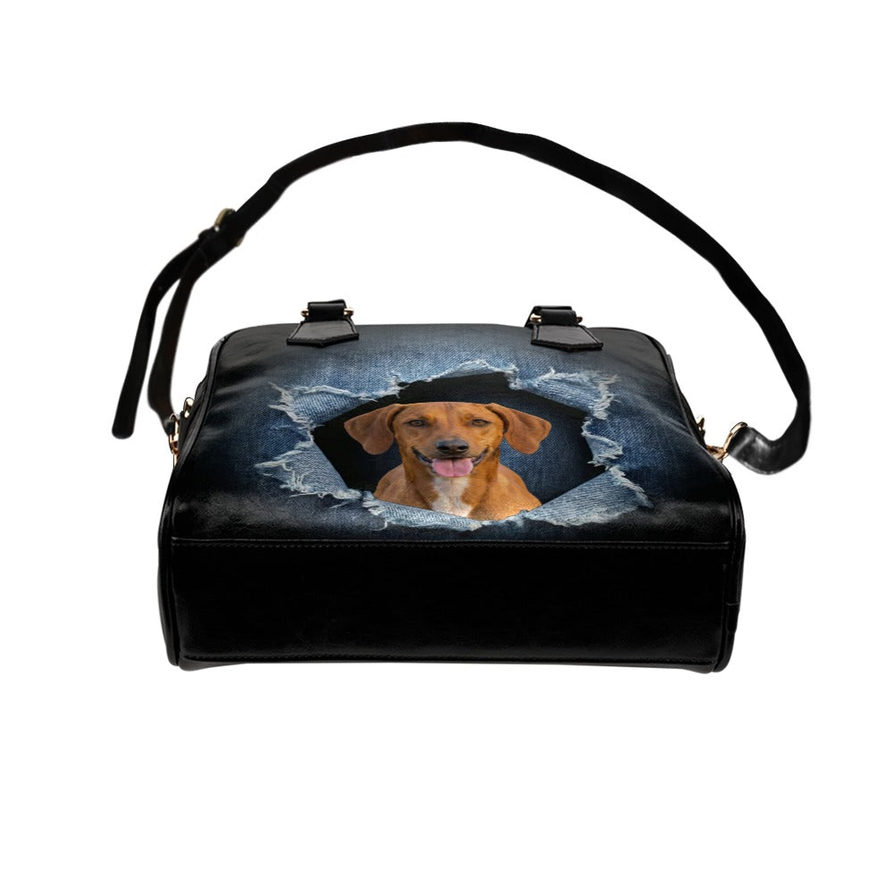 Azawakh Ripped Denim Print Shoulder Handbag
