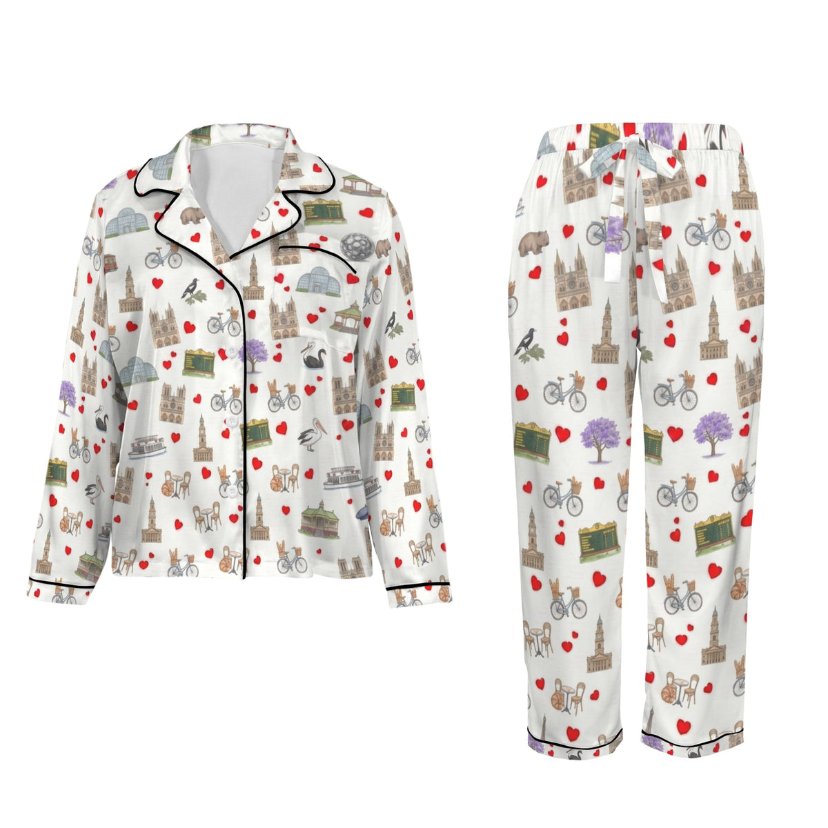 Adelaide (South Australia) Women's Long Sleeve Satin Pajama Set
