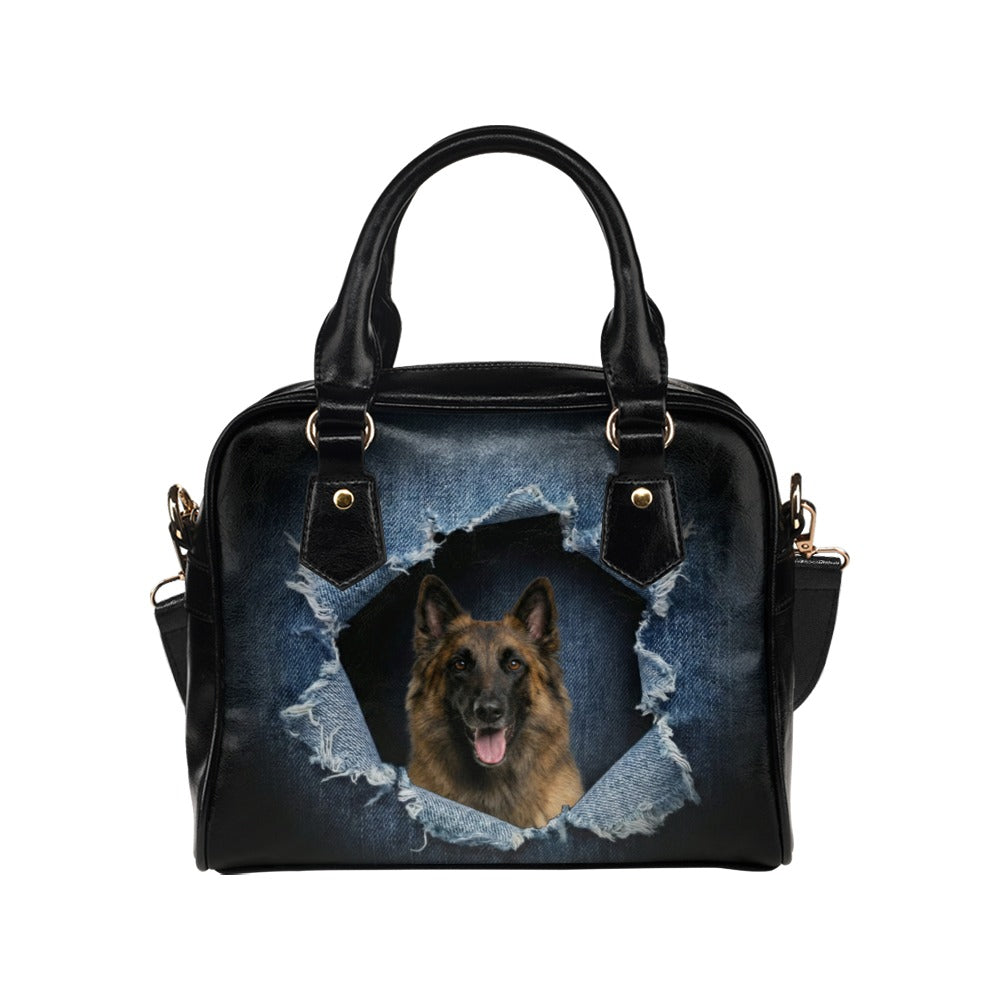 Belgian Shepherd (Tervueren) Ripped Denim Print Shoulder Handbag