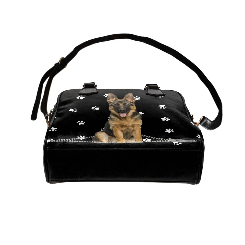 German Shepherd Zip Paws Shoulder Handbag