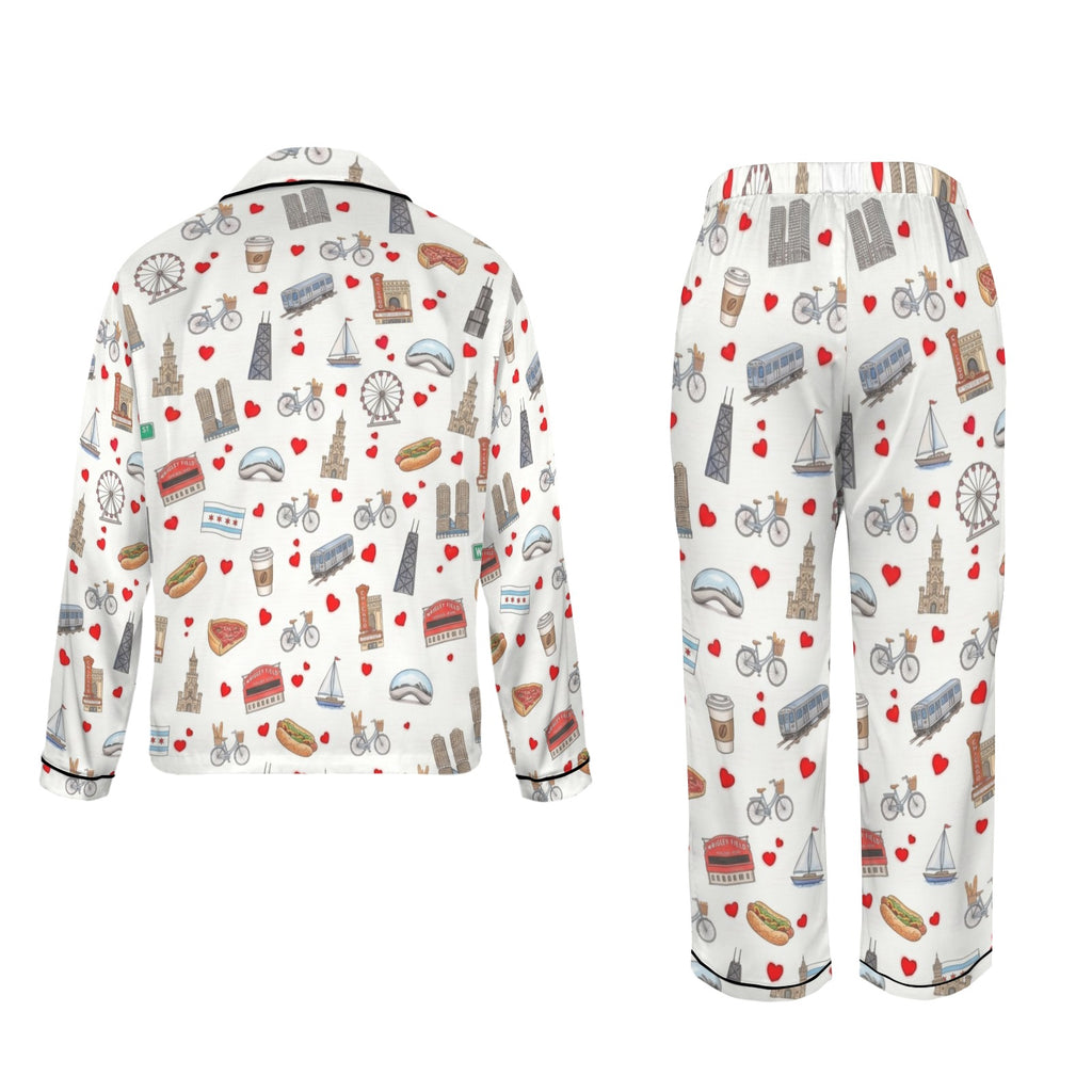 Chicago Women's Long Sleeve Satin Pajama Set
