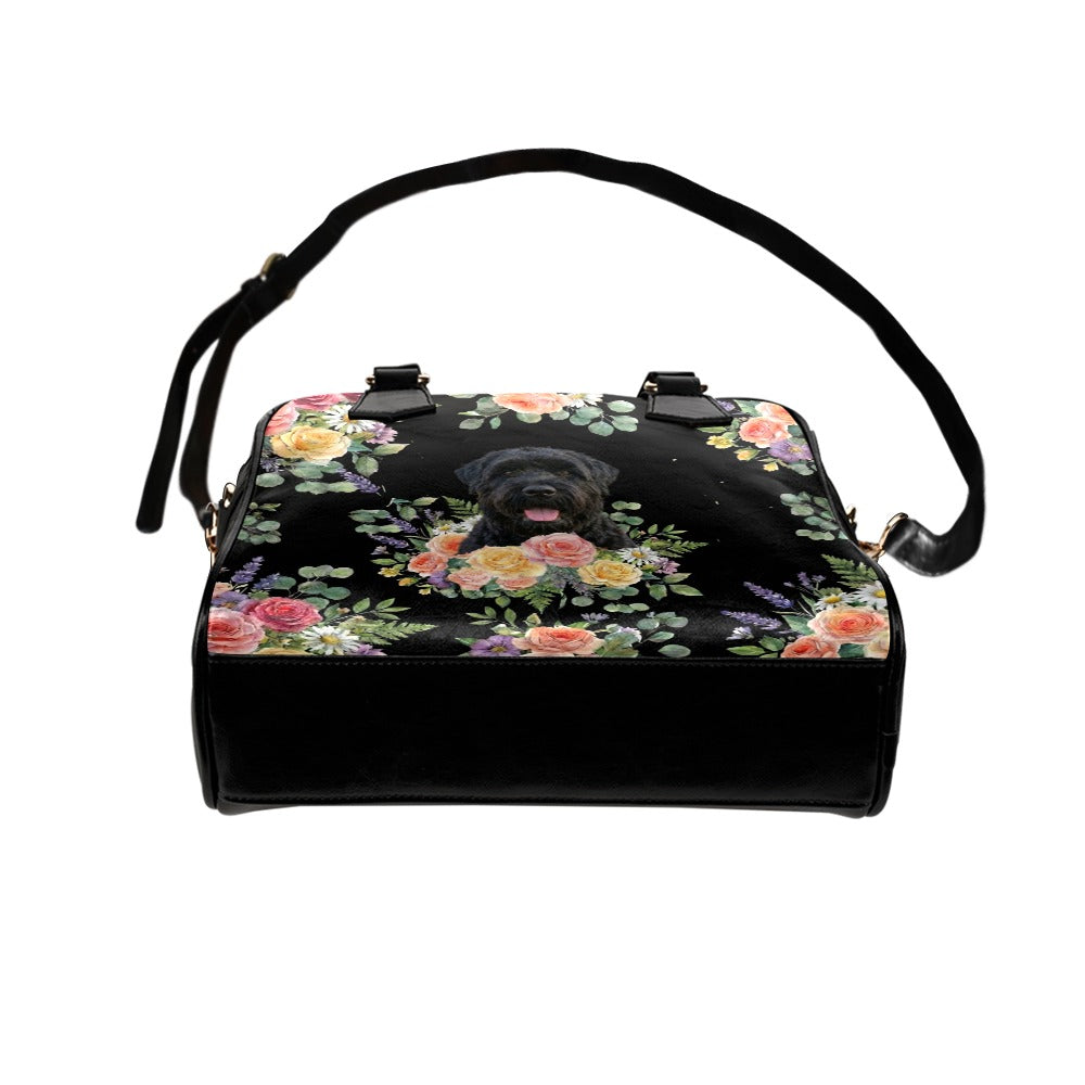 Black Russian Terrier Flower Shoulder Handbag