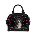 Border Collie Zip Hearts Shoulder Handbag