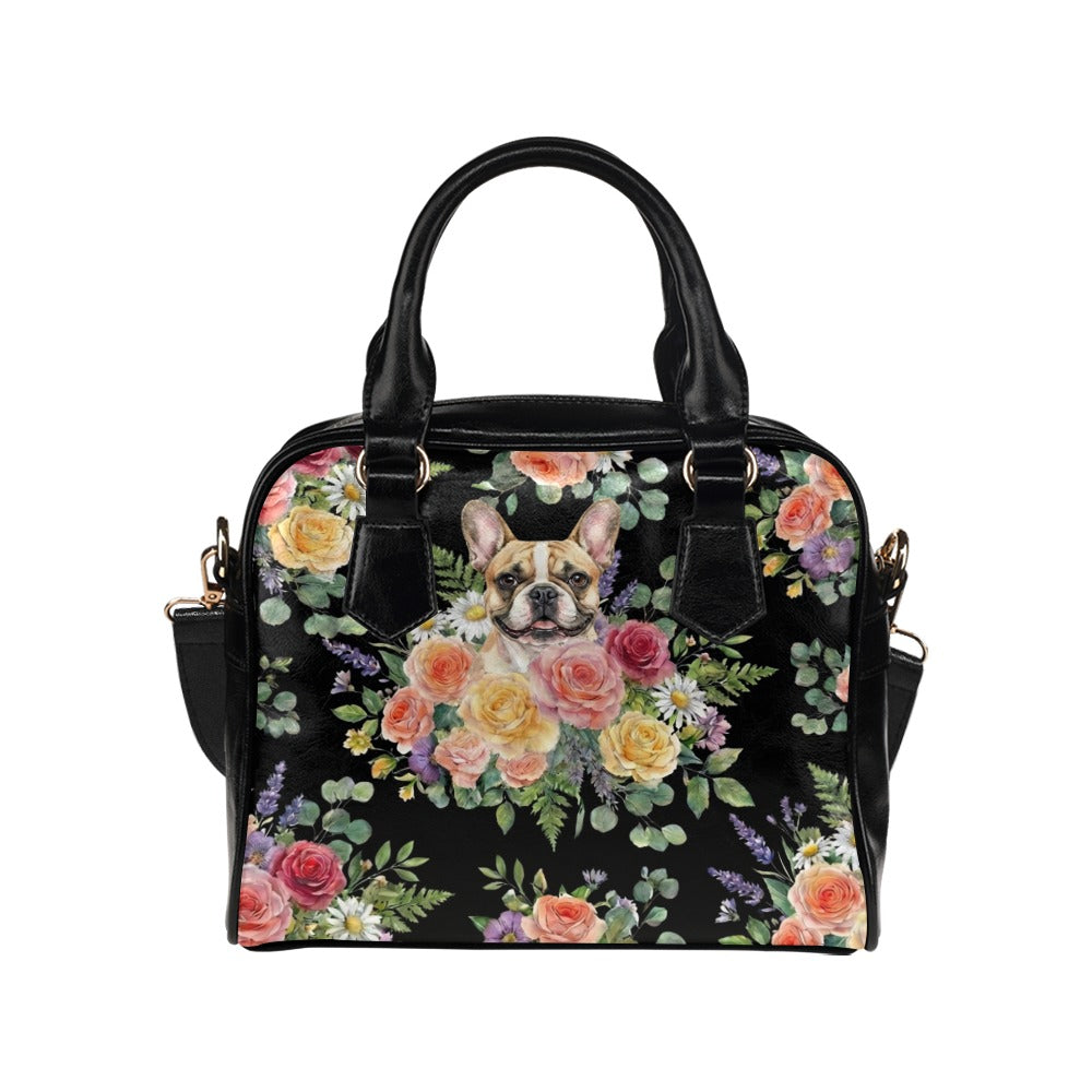 French Bulldog Flower Shoulder Handbag