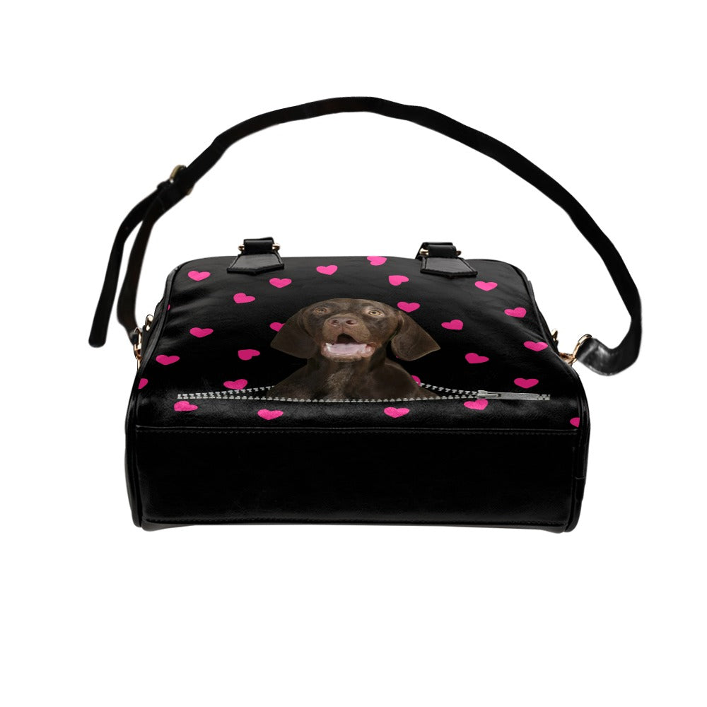 German Shorthaired Pointer Zip Hearts Shoulder Handbag