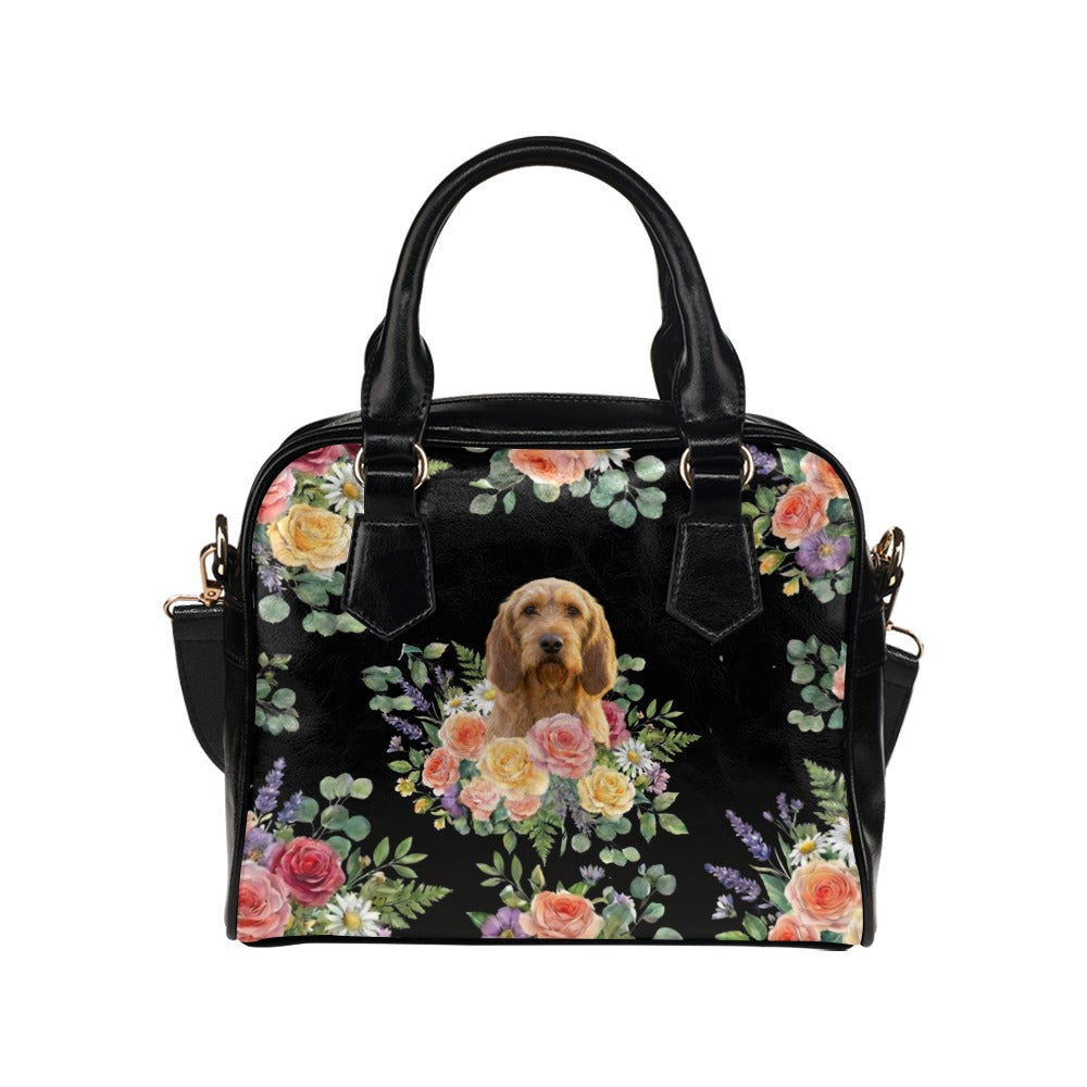 Basset Fauve de Bretagne Flower Shoulder Handbag