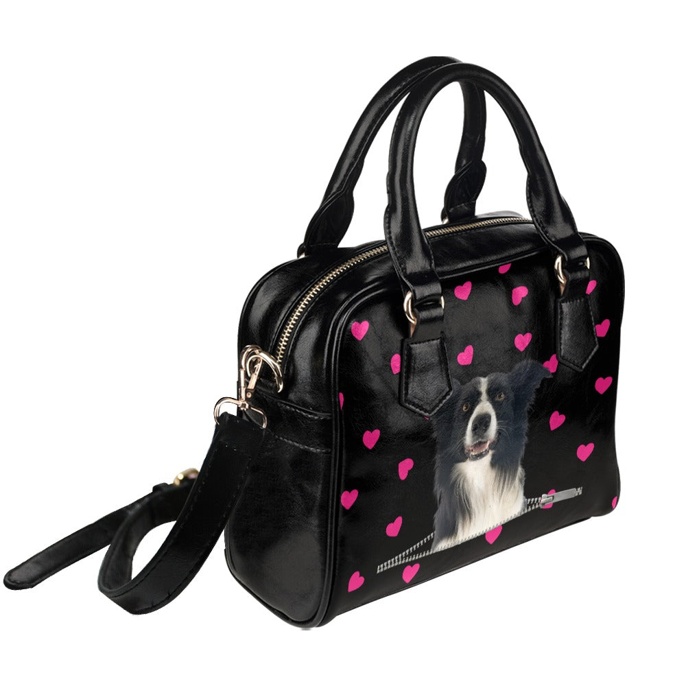 Collie Zip Hearts Shoulder Handbag