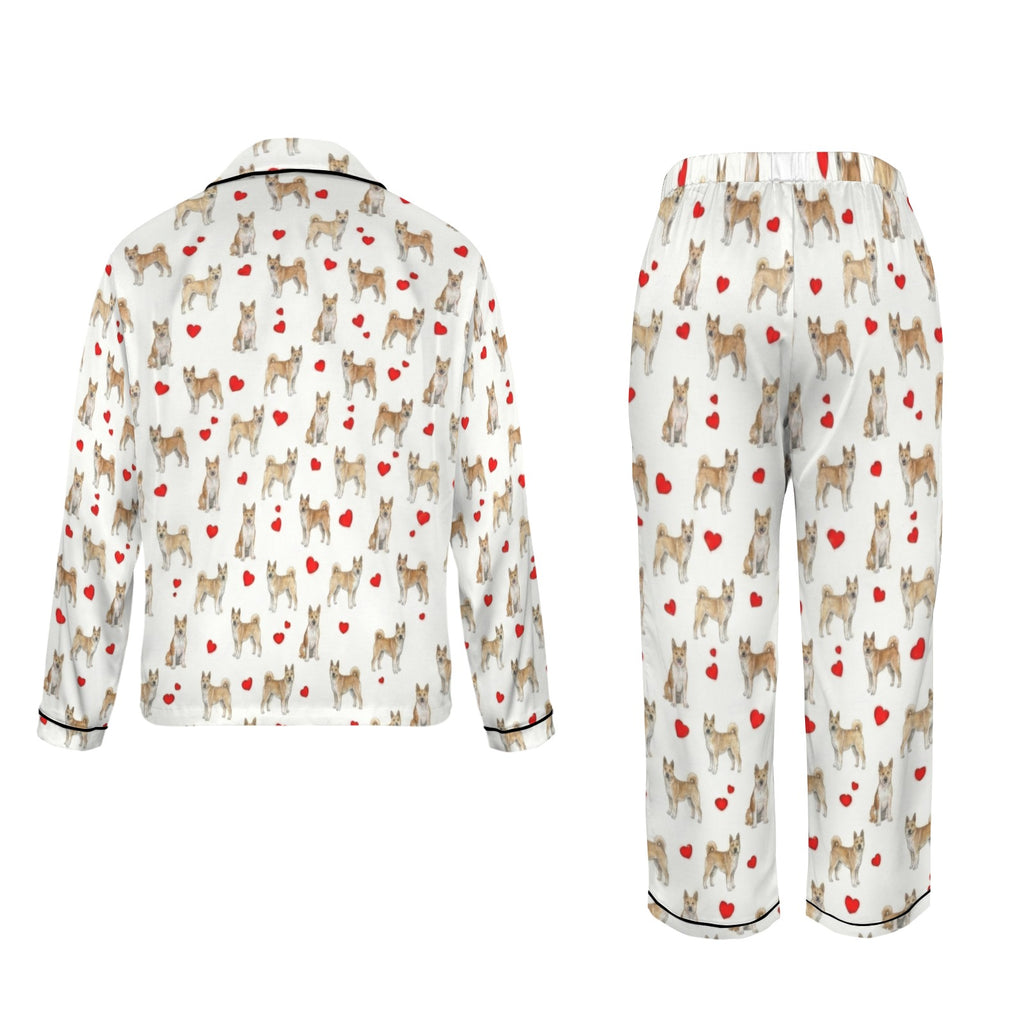 Canaan Dog Women's Long Sleeve Satin Pajama Set