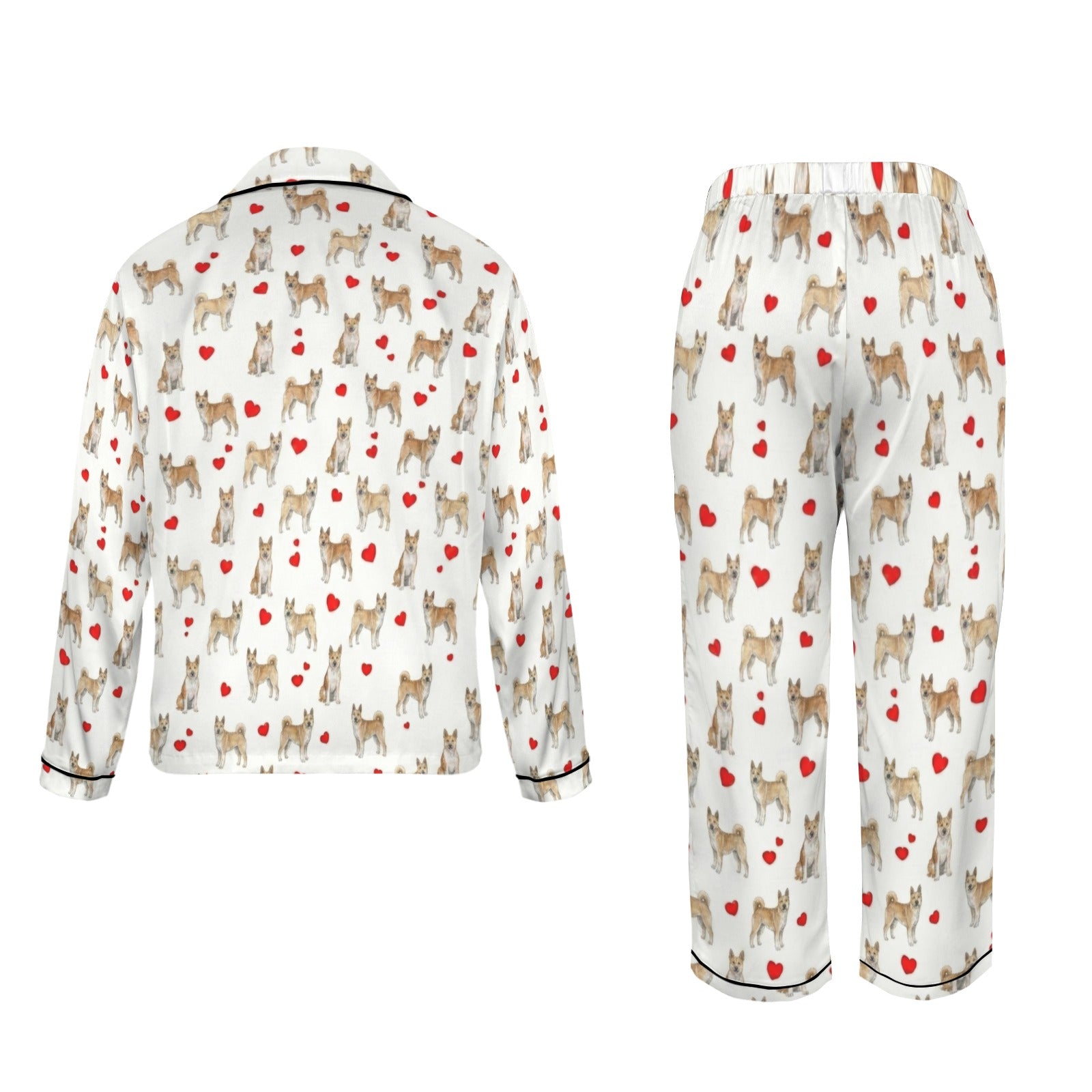 Canaan Dog Women's Long Sleeve Satin Pajama Set