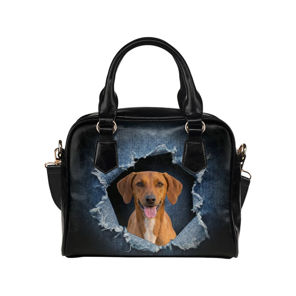 Azawakh Ripped Denim Print Shoulder Handbag