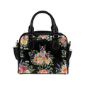 Boston Terrier Flower Shoulder Handbag