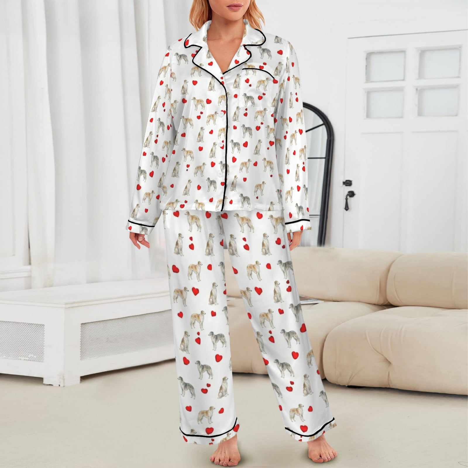 Borzoi Women's Long Sleeve Satin Pajama Set