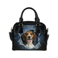 Beagle Ripped Denim Print Shoulder Handbag