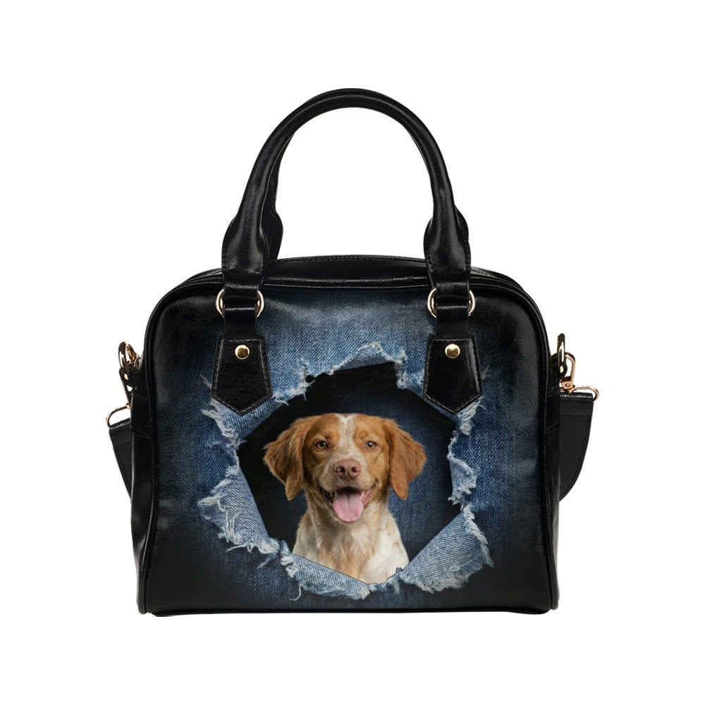 Brittany Ripped Denim Print Shoulder Handbag