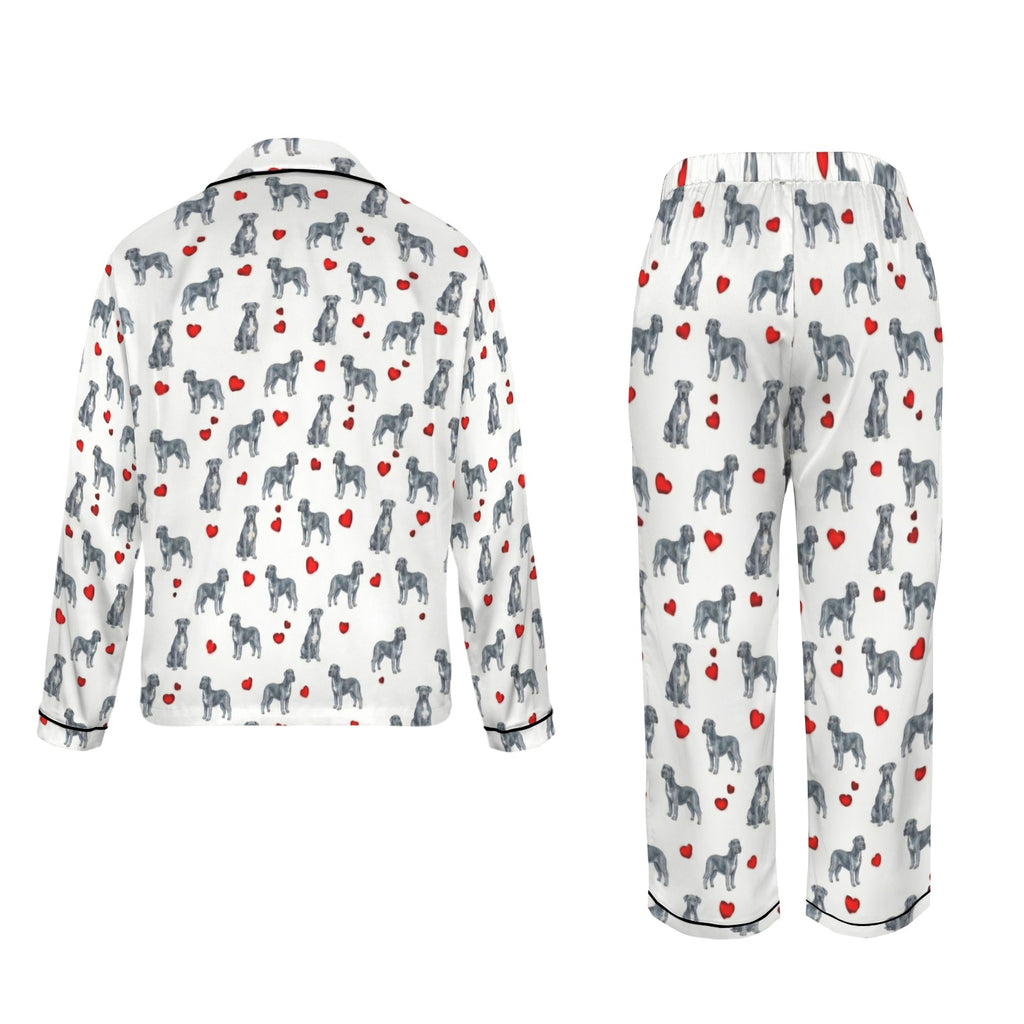 Blue Lacy Women's Long Sleeve Satin Pajama Set