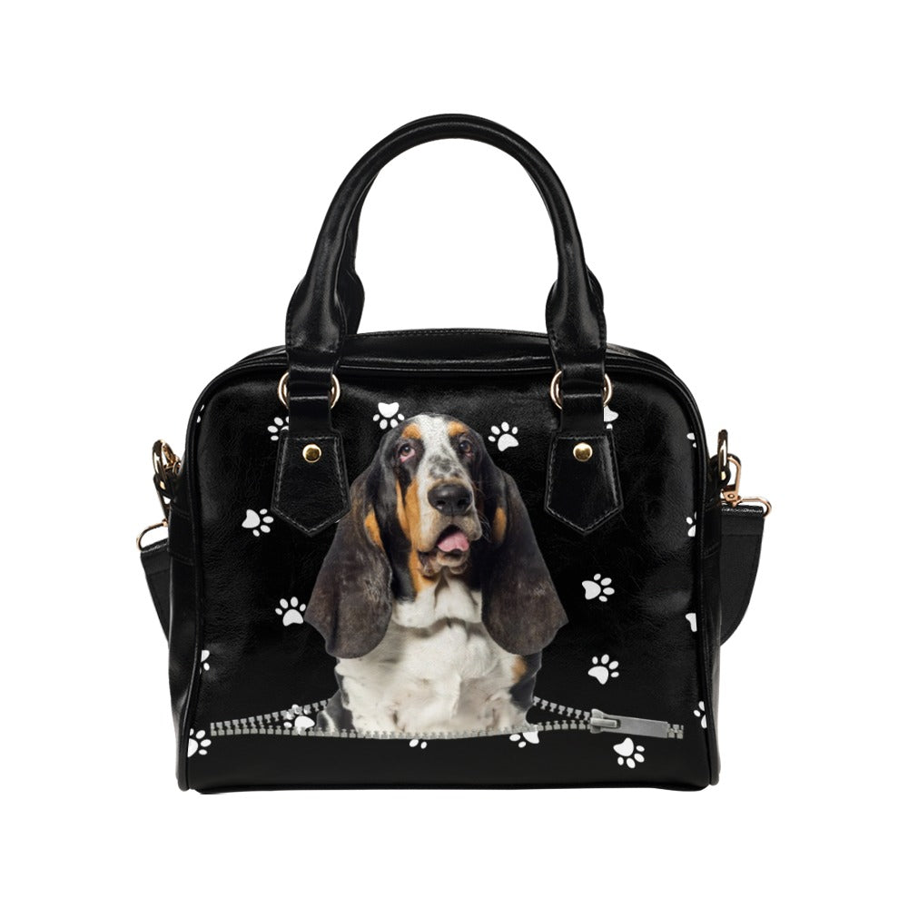 Basset Hound Zip Paws Shoulder Handbag