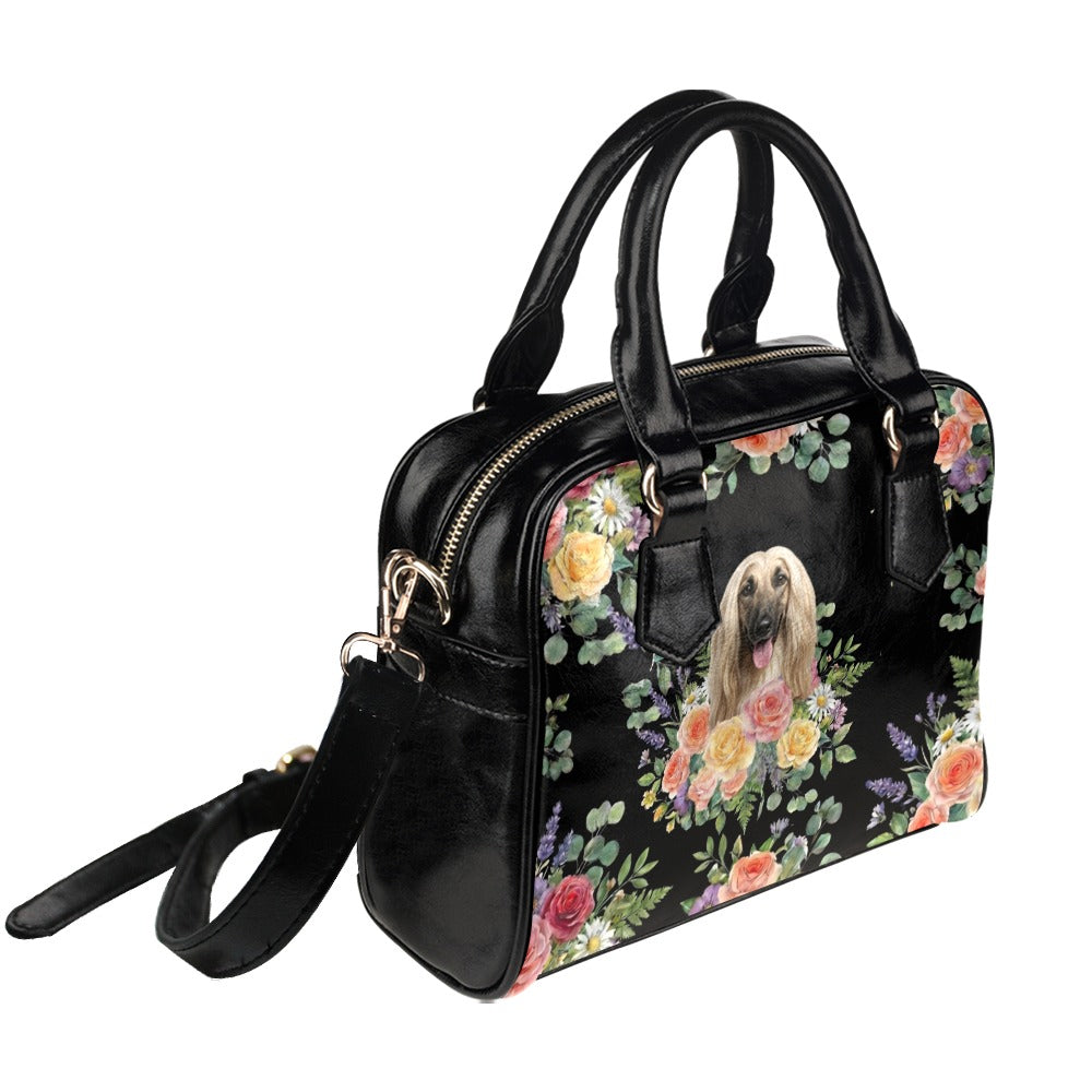 Afghan Hound Flower Shoulder Handbag