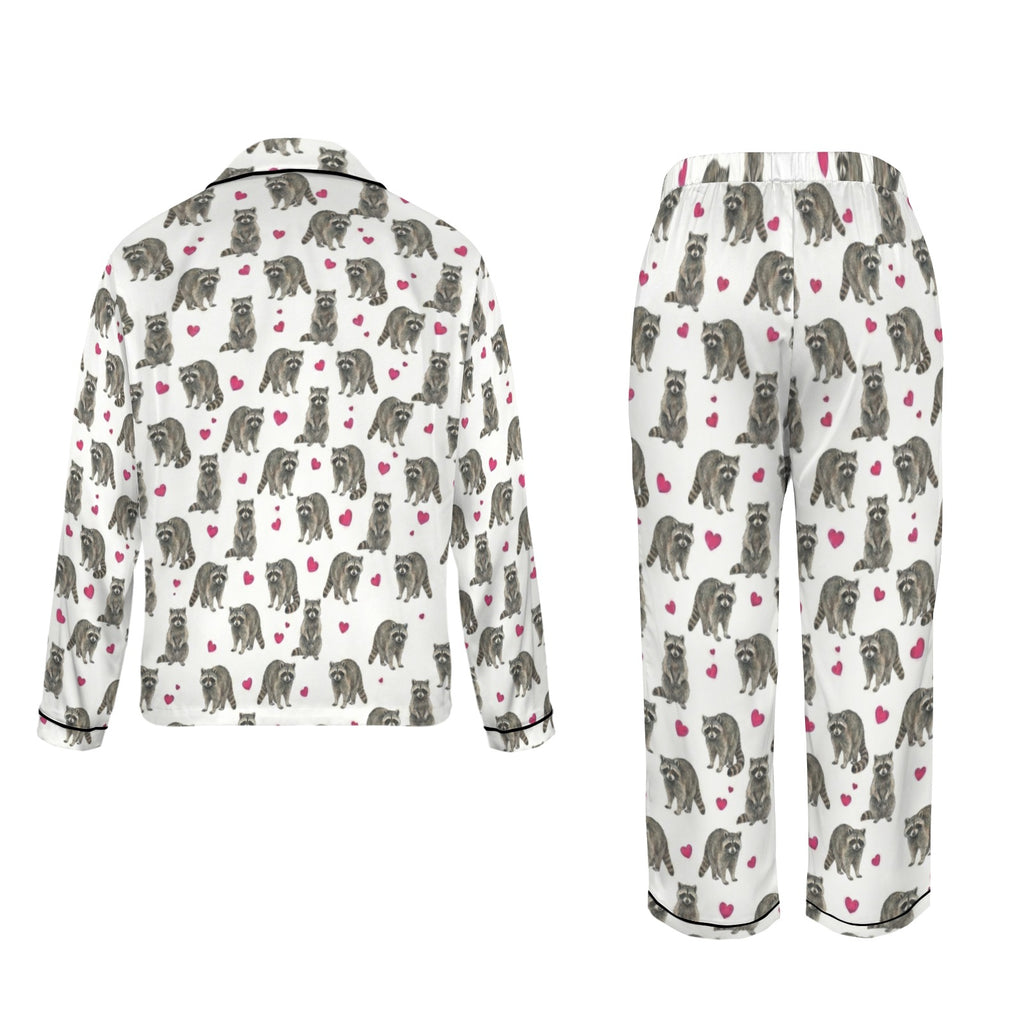 Racoon Women's Long Sleeve Satin Pajama Set