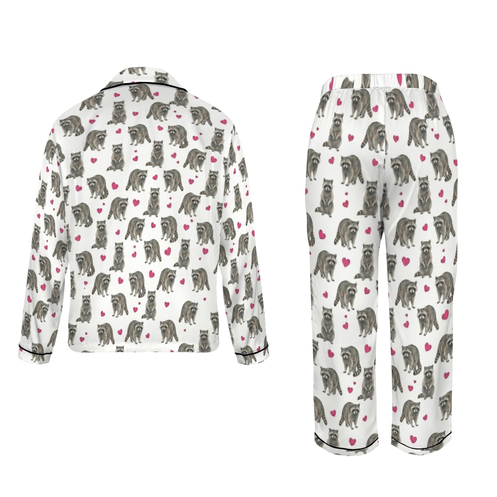 Racoon Women's Long Sleeve Satin Pajama Set