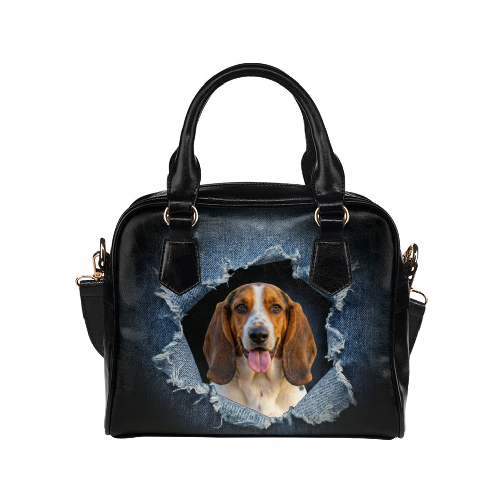 Basset Artesien Normand Ripped Denim Print Shoulder Handbag