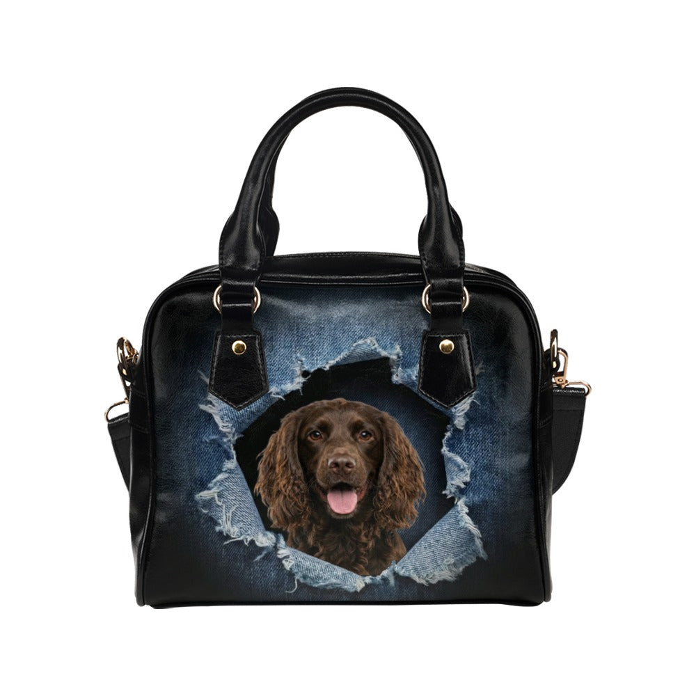 Boykin Spaniel Ripped Denim Print Shoulder Handbag