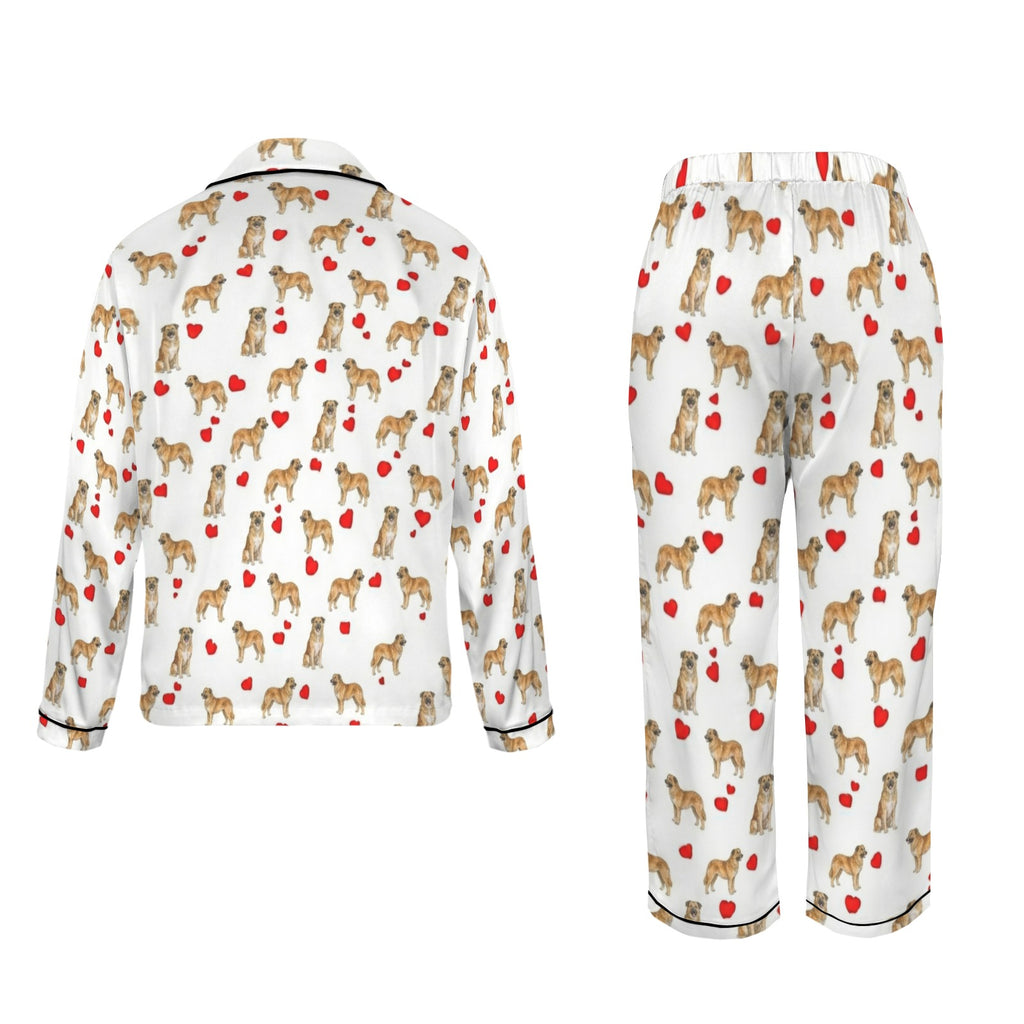 Basque Shepherd Dog Women's Long Sleeve Satin Pajama Set