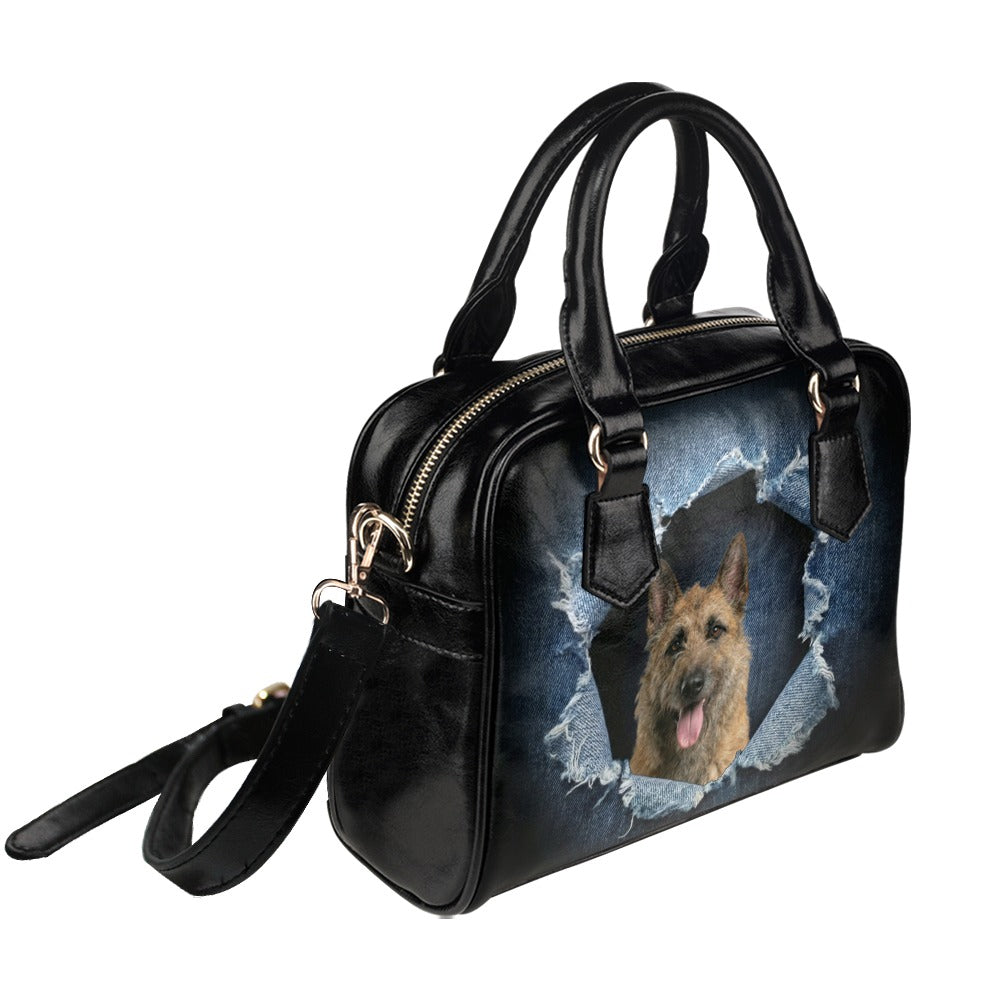 Belgian Shepherd (Laekenois) Ripped Denim Print Shoulder Handbag