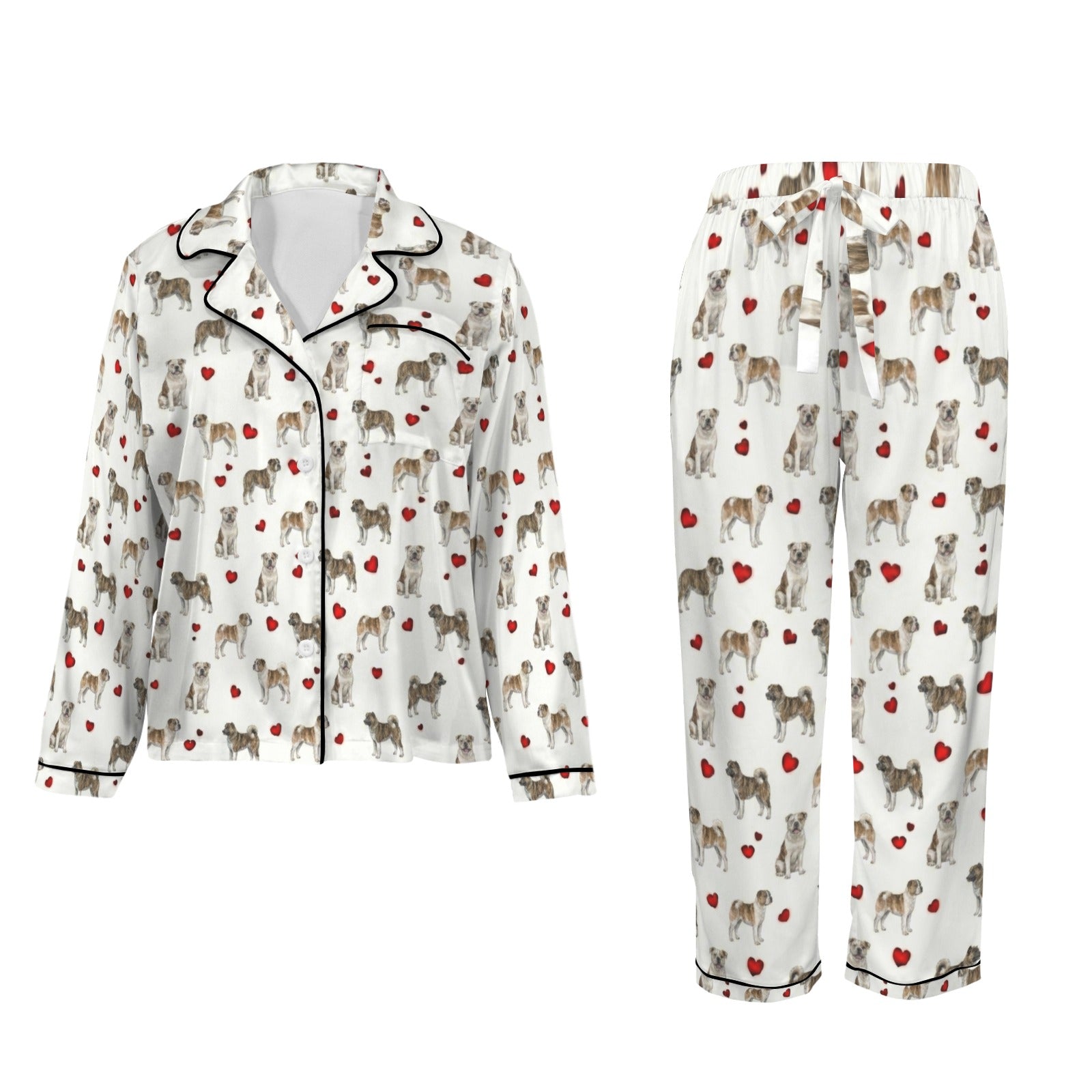 American Bulldog Women's Long Sleeve Satin Pajama Set