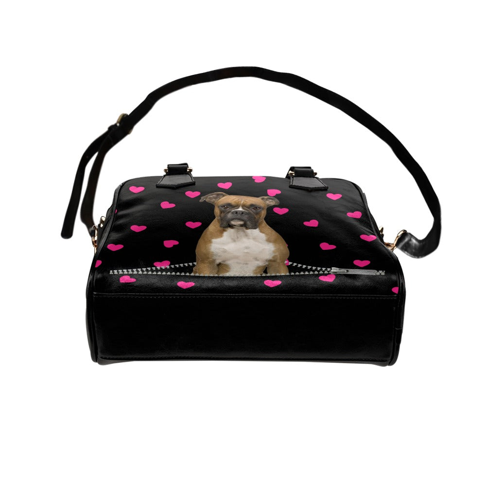 Boxer Zip Hearts Shoulder Handbag