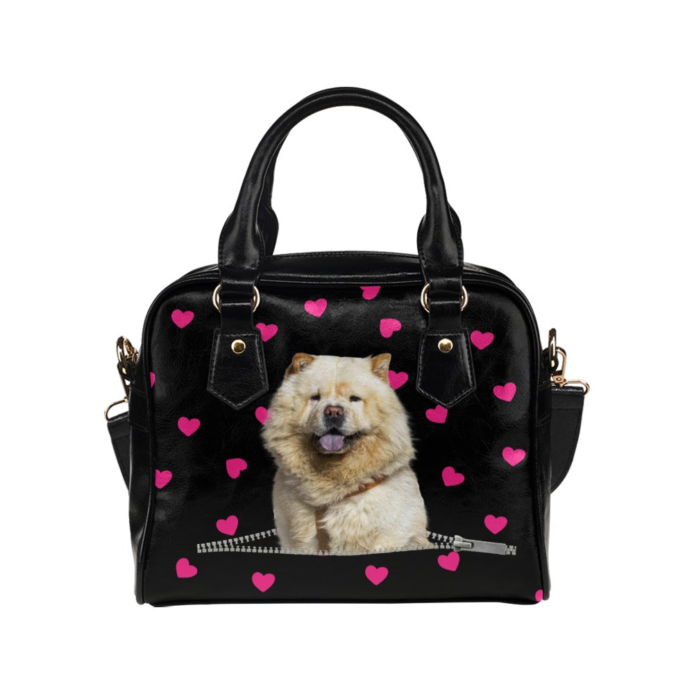 Chow Chow Zip Hearts Shoulder Handbag