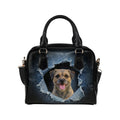 Border Terrier Ripped Denim Print Shoulder Handbag