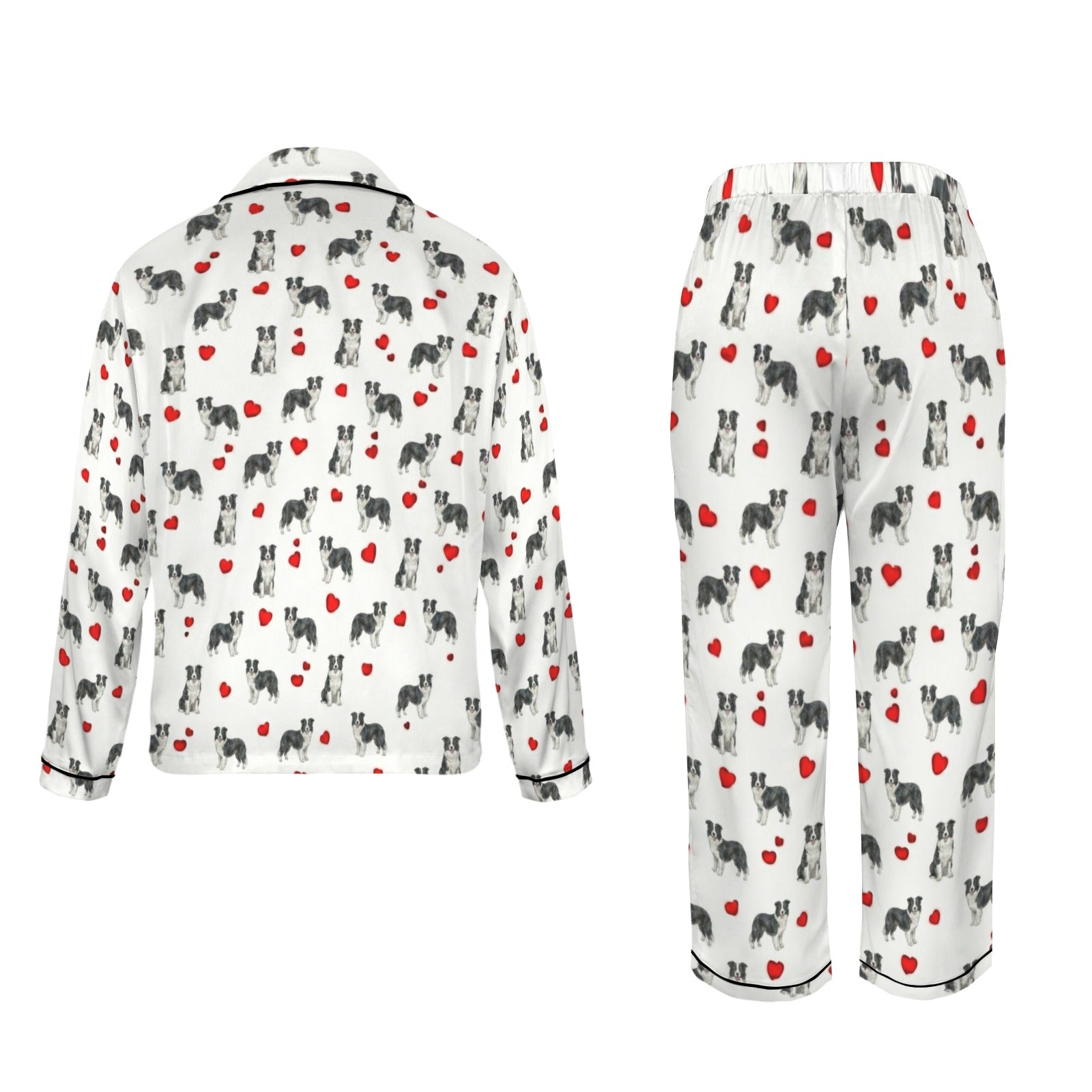 Border Collie Women's Long Sleeve Satin Pajama Set