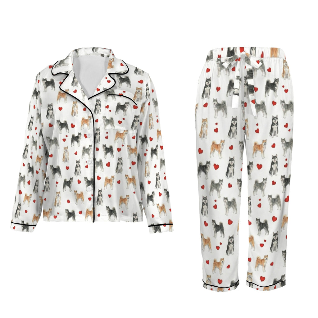 Alaskan Klee Kai Women's Long Sleeve Satin Pajama Set