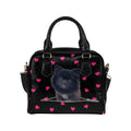 Black Pomeranian Zip Hearts Shoulder Handbag