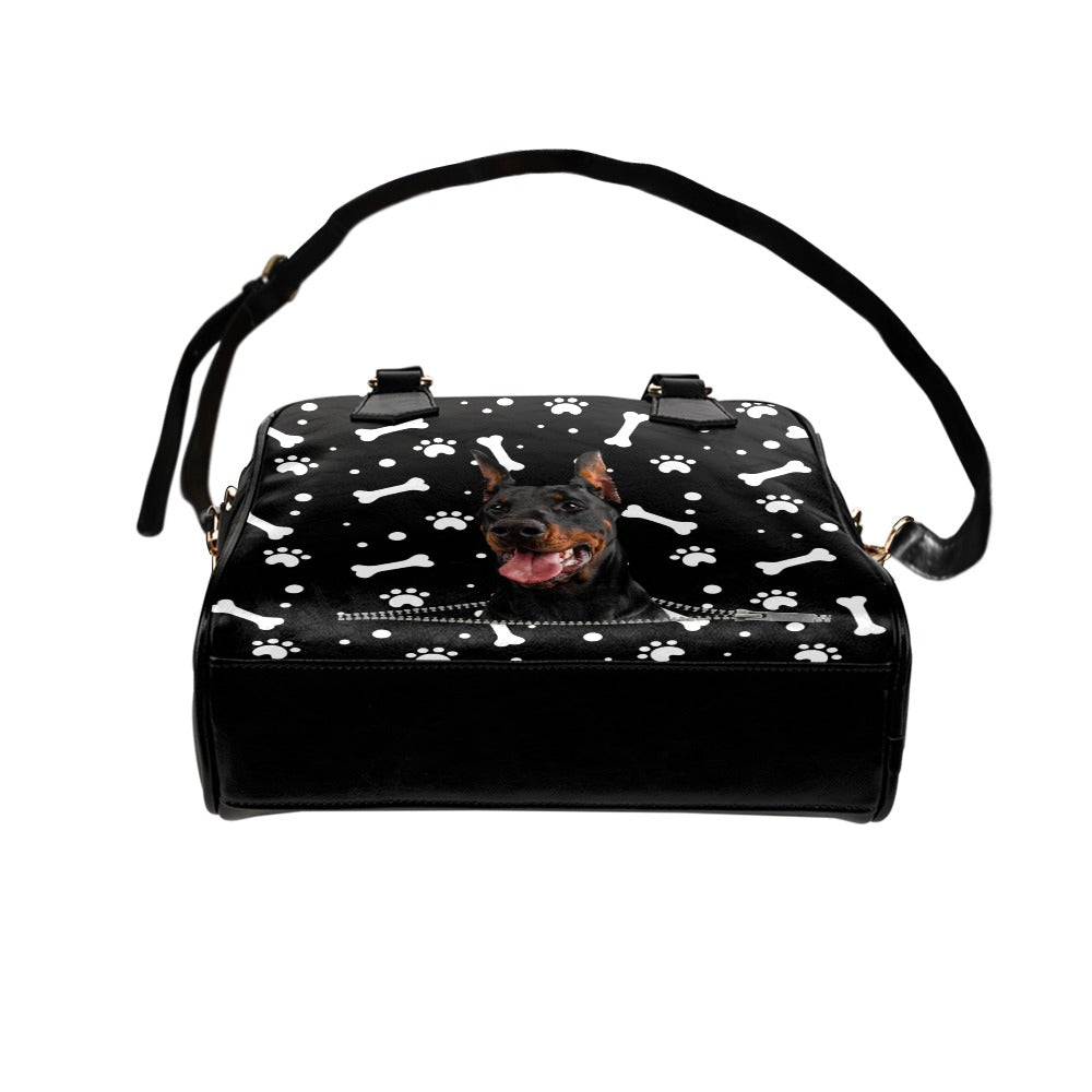Doberman Pinscher Zip Paws and Bones Shoulder Handbag
