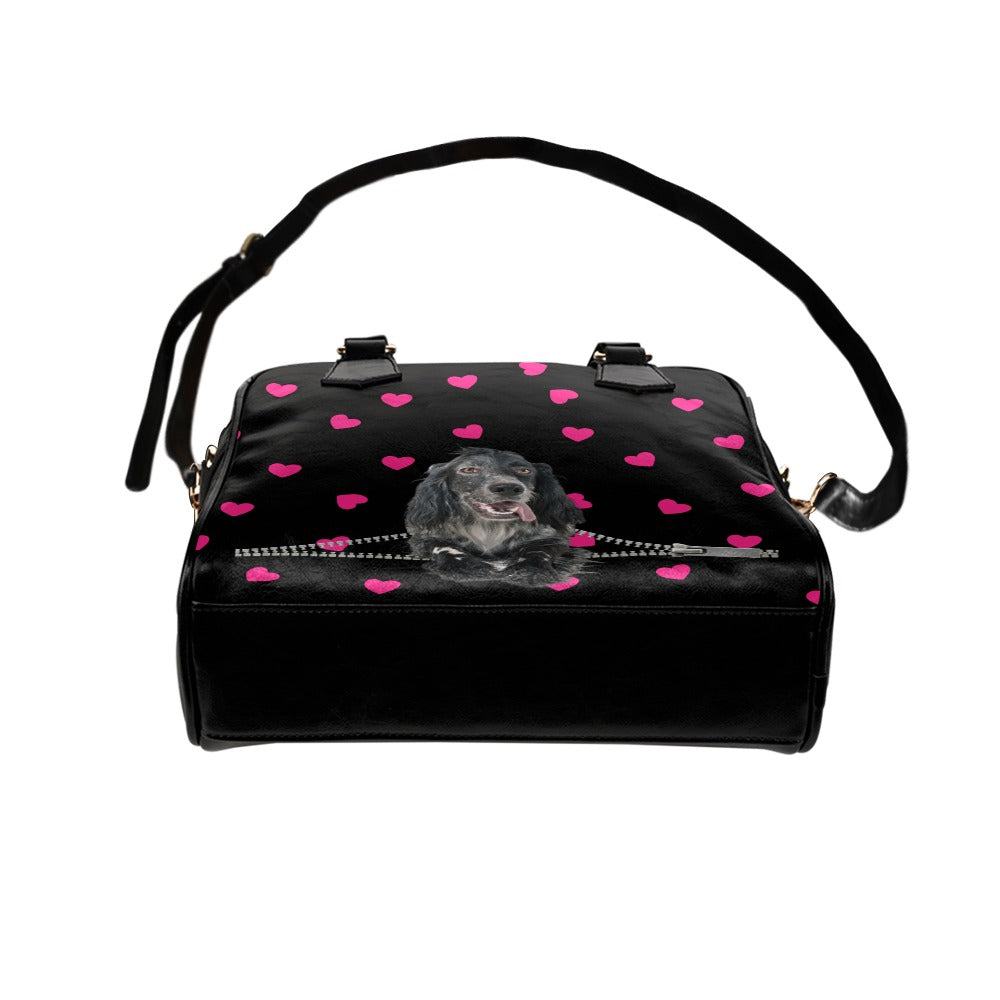 English setter Zip Hearts Shoulder Handbag