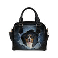 Appenzeller Sennenhund Ripped Denim Print Shoulder Handbag