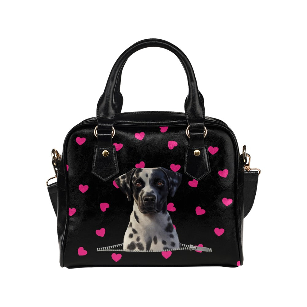 Dalmatian Zip Hearts Shoulder Handbag