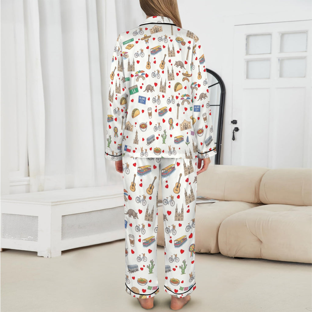 San Antonio Women's Long Sleeve Satin Pajama Set